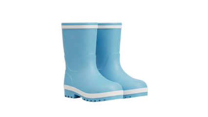 3D Blue Rain Boots on transparent background