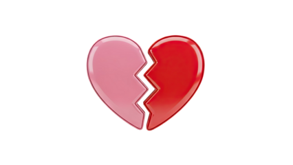 3D Broken Heart Symbol on transparent background