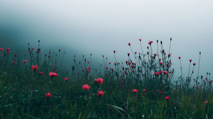 A beautiful floral scene featuring colorful and delicate flowers in a natural setting