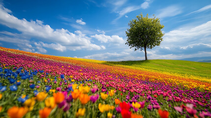 A beautiful floral scene featuring colorful and delicate flowers in a natural setting