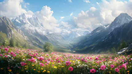 A beautiful floral scene featuring colorful and delicate flowers in a natural setting