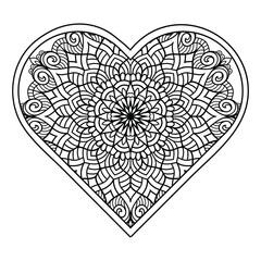 Fototapeta premium Heart shaped mandala design with floral patterns and swirls