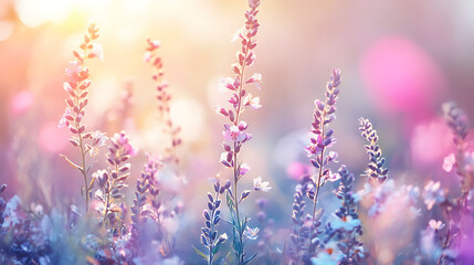 A beautiful floral scene featuring colorful and delicate flowers in a natural setting