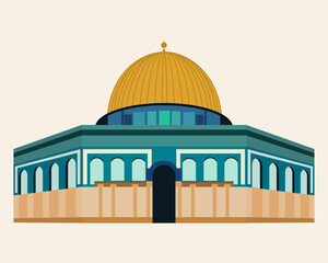 Obraz premium dome of the rock of jerusalem. Vector graphic illustration of the al-aqsa mosque which is a mosque located in Jerusalem. Isra mi'raj, Ramadhan, Eid al-Fitr, Eid al-Adha.