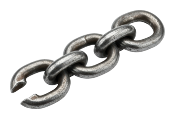 Metal chain link industrial isolated on transparent background