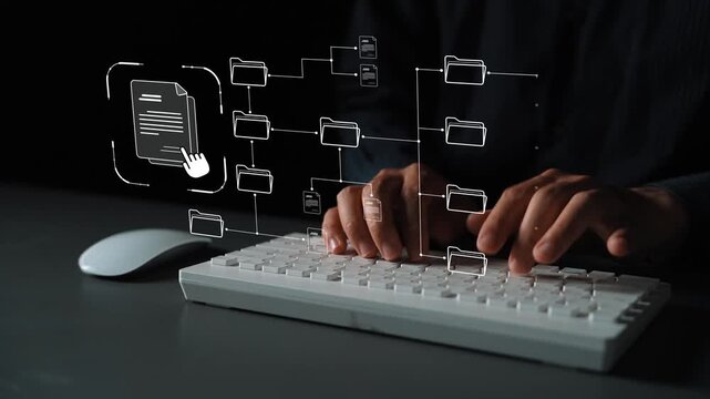 Digital file structure showing folder organization, file hierarchy, and document arrangement. File structure supports management, improves access, and file structure enhances clarity. Marrow