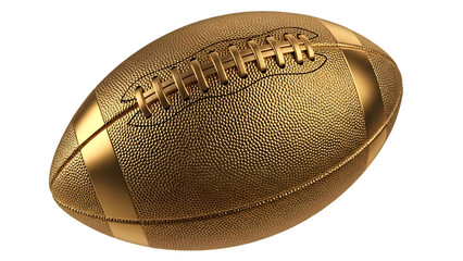 Golden shiny american football isolated on transparent background