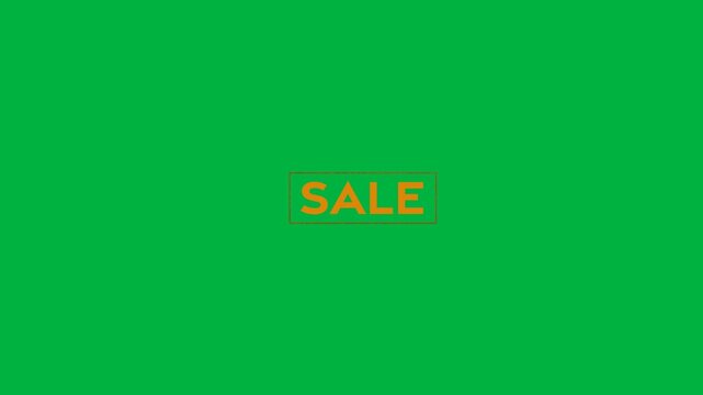 Animation of sale text in orange letters with frame on white background