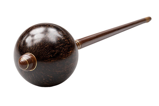 Modern capoeira berimbau with decorated wooden body isolated on transparent background