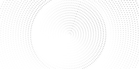 Dotted Concentric circles geometric element. Concentric segments of circles, random lines following a circle path. Dotted halftone Spiral backgrounds. EPS vector illustration