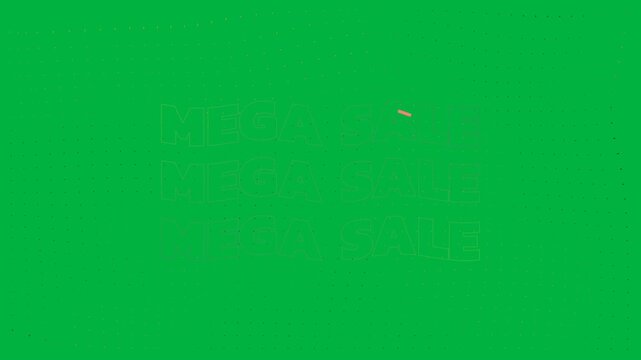 Animation of colorful mega sale text in repetition on white background