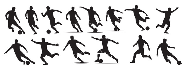 collection of soccer player silhouettes in action © Abiy