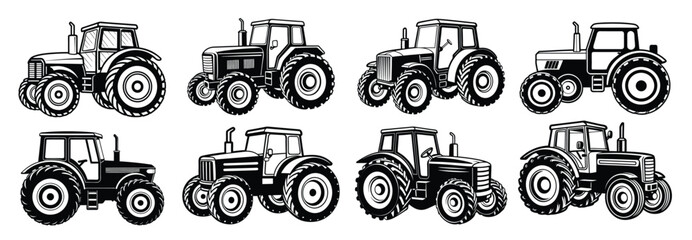 farm tractor retro sketch tractors silhouette isolated © Abiy