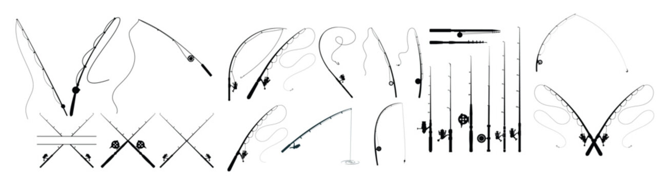 fishing rod icon vector set fishing illustration sign