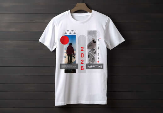 Happy Time 2026 Modern Graphic T Shirt