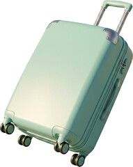 Modern Mint Green Travel Suitcase Isolated on Plain White Background