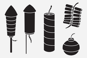 set of firework good for icon, symbol, element design, silhouette design, etc