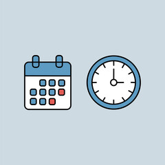 Calendar, clock icons. Time, date, and address icon set.