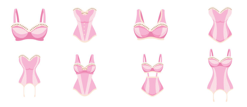 pink bustier icons vector