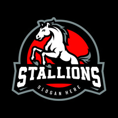 STALLIONS HORSE MUSTANG MASCOT LOGO