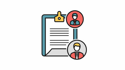 Document and people icons illustrating communication and collaboration
