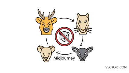 Animal transformations illustration deer lion rat bull creative concept