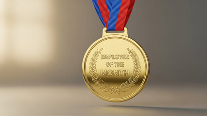 EMPLOYEE OF THE MONTH medal - Staff recognition, workplace - Employee Recognition Concept