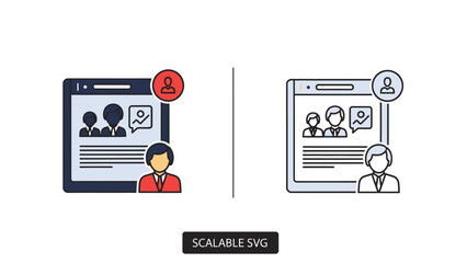 Conceptual illustration of business team collaboration and networking on digital devices