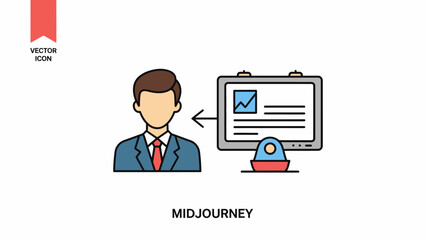 Businessman presenting data report with chart vector illustration isolated