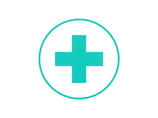 Fototapeta premium Turquoise plus sign in circle isolated on transparent background