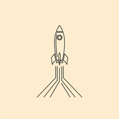 Obraz premium Rocket Launch Action, Space Exploration Subject, Outer Space Location, Illustration Content Type, Minimalistic Environment, Dynamic Viewpoint, Innovation Concept