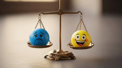 Sad pill vs happy pill on scale - Mental health treatment, antidepressant effect - Mental Health Treatment Concept