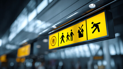 International airport signages indicating health safety measures during a pandemic (1)