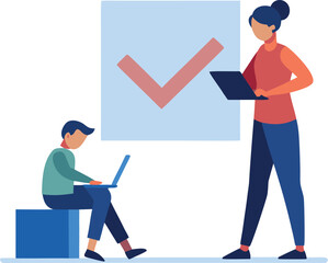 Responsible parent blocking inappropriate content and setting up safe search filters on a digital device illustration