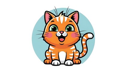 Obraz premium Cartoon cat sitting smiling vector illustration isolated