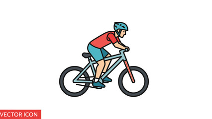 Cyclist on bicycle icon active person riding sport bike isolated