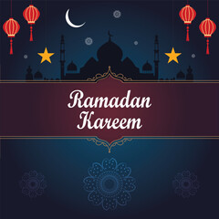 ramadan kareem greeting with mosque silhouette and