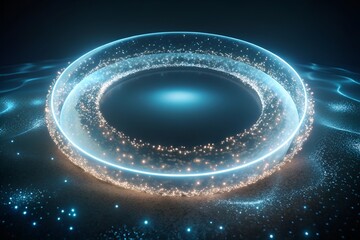 Glowing Light Particles Forming Circle of Peace