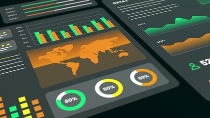 Complex data visualization screen featuring geographic distribution and multiple layers of financial information. - Powered by Adobe