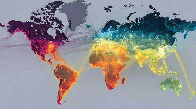 Global map showing the spread and prevalence of AI technology worldwide