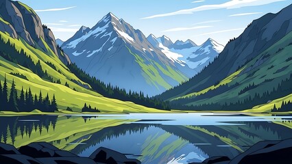 Mountain Lake Reflection Scenic Landscape Nature Adventure