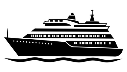Obraz premium cruise Ship black silhouette vector,ocan Ship symbol,graphic