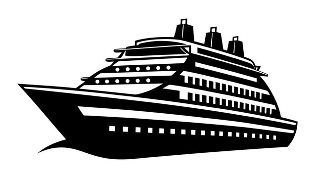 cruise Ship black silhouette vector,ocan Ship symbol,graphic
