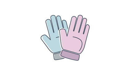 Fototapeta premium A pair of simple outline gloves, one blue and one pink, on a white background, representing warmth and comfort.