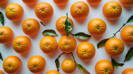 Freshly Picked Oranges with Vibrant Orange Hues and Green Stems Isolated on White Background, Close Up Fruit Photography Highlighting Juicy Texture, Natural Freshness, Healthy Citrus Composition
