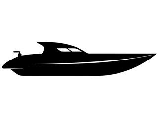 Speedboat Black Silhouette vector,Speedboat  icon vector