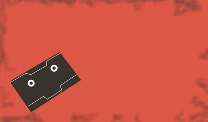 Black retro cassette isolated with bold red retro accents and nostalgic vibe.