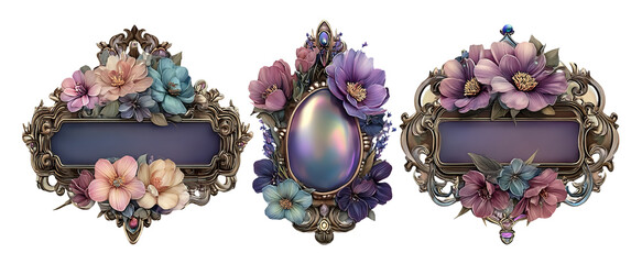 Elegant handcrafted frames with floral elements for branding and product identity