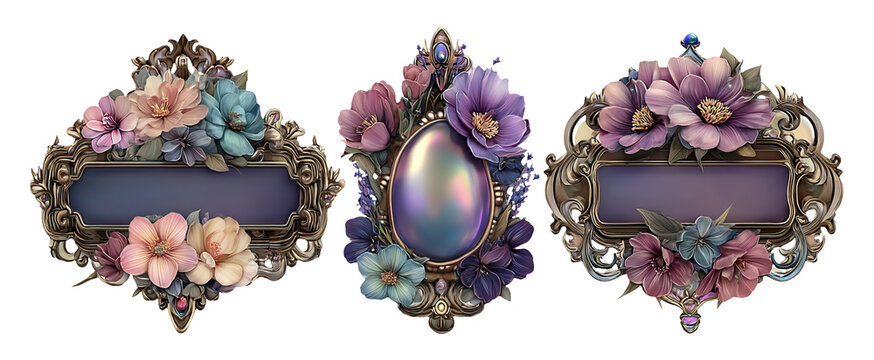 Elegant handcrafted frames with floral elements for branding and product identity - Powered by Adobe