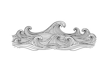Fototapeta premium Dynamic Ocean Waves Illustration, Nature Art, Graphic Design, Artistic Environment, Abstract Viewpoint, Fluid Motion Concept